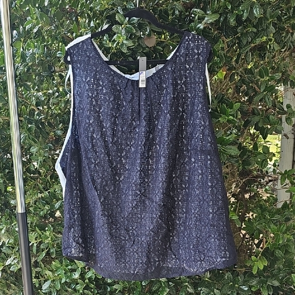 The Limited Tops - The Limited Dark Blue Lace Tank Top 3X